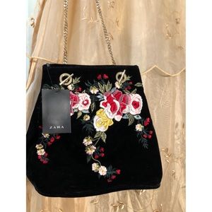 Zara Embroidered Bucket Bag